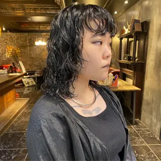 ミディアム パーマ ◽️モードヘア◽️ SHOUTOのヘアスタイル