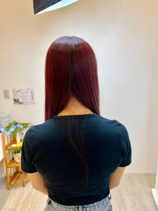 ロング カラー 牛尾 丈のヘアスタイル