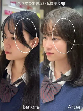 ミディアム カラー 前髪顔周りレイヤー 韓国 SAYAKAのヘアスタイル