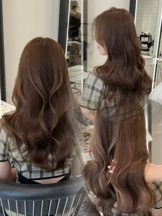 ロング カラー ブリーチなしヘーゼル 🤎透明感カラー 唯のヘアスタイル