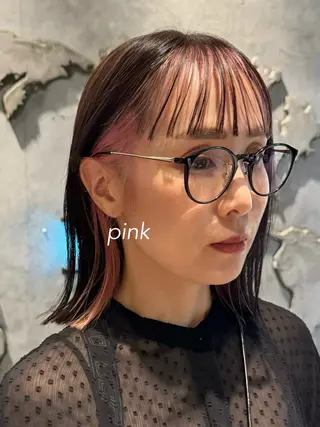 ショート カラー ヘアアレンジ 暖色ダブルカラーボブ レイヤー🌈AINAのヘアスタイル