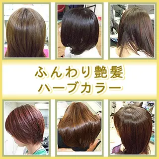 ミディアム カラー パーマ 髪質改善 美容室Atomのヘアスタイル