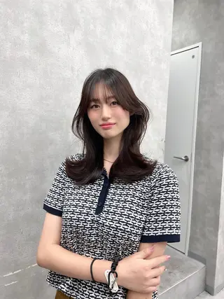 セミロング カラー レイヤー/艶カラー /韓国ヘア/高松のヘアスタイル