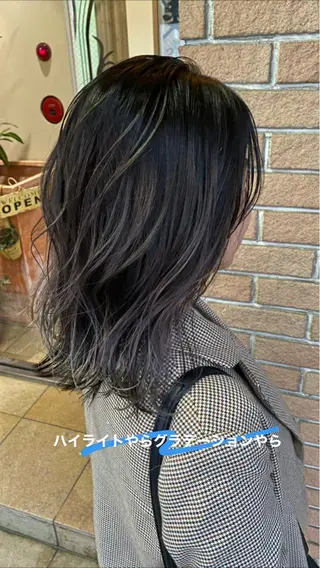 セミロング カラー 高比良 剛のヘアスタイル