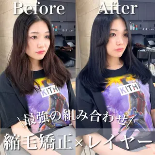 セミロング カラー 韓国ヘア🇰🇷 レイヤー/芝春樹のヘアスタイル