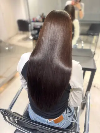 ロング カラー パーマ ヘアアレンジ 透明感/オリーブ/ グレージュ/YUKAのヘアスタイル