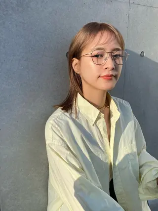 セミロング カラー 似合わせカット レイヤーボブウルフのヘアスタイル