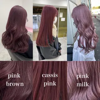 セミロング カラー ワインレッド 🍒KAHOのヘアスタイル