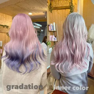 セミロング 韓国レイヤー外国人風 透明感カラー髪質改善のヘアスタイル