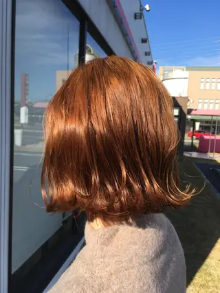 ミディアム カラー パーマ 曲がる縮毛矯正◎高岡 ブリーチ後でも縮毛◎のヘアスタイル