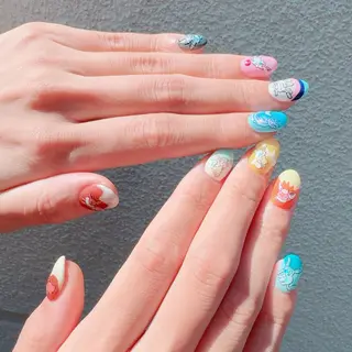 ネイル マジョリカ ブルーのネイルデザイン