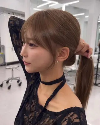 ロング カラー 透明感カラー✨🩵 韓国ヘアkanatoのヘアスタイル