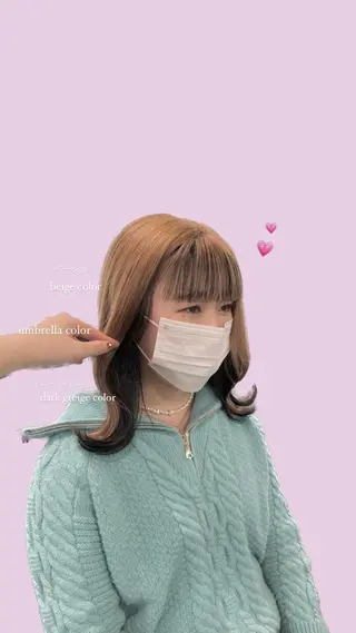 ミディアム カラー パーマ ヘアアレンジ メンズ キッズ ネイル マツエク・マツパ アイブロウ 透明感カラー・レイヤ ー🎀amika🎀のヘアスタイル