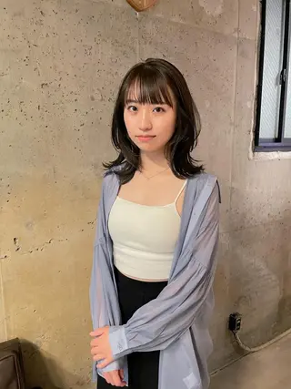 ミディアム カラー パーマ/レイヤー 岩山丈一郎のヘアスタイル