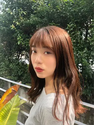 セミロング カラー パーマ 透明感カラー* レイヤー/清水大地のヘアスタイル