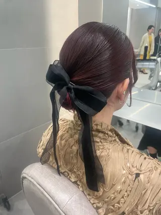 ミディアム ヘアアレンジ ヘアセット🎀耳つぼ 👂💎MONAMIのヘアスタイル