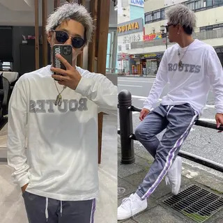 カラー メンズ R/🤎 パーマ&ブリーチ🔥のヘアスタイル