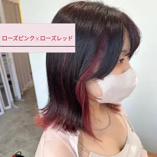ミディアム カラー 中野渡 真利那のヘアスタイル