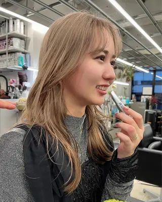 セミロング カラー ダブルカラー/ ケアブリーチ/クニトのヘアスタイル