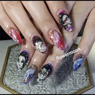 ネイル フラワー ムーンのネイルデザイン