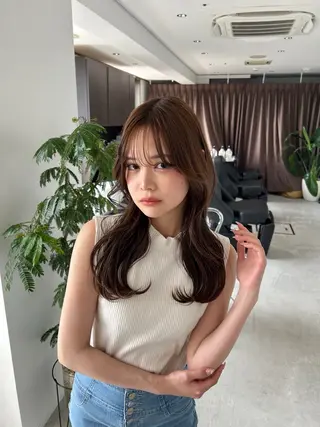 セミロング カラー 透明感カラー🌙 REALharukaのヘアスタイル