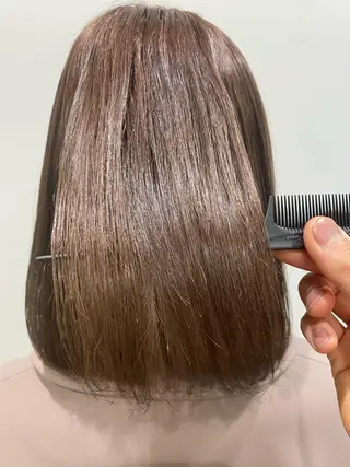 ミディアム カラー ブリーチ縮毛矯正 /髪質改善/KEIのヘアスタイル