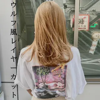 セミロング カラー ブリーチ特化/レイヤ ーカット🥀マサルのヘアスタイル