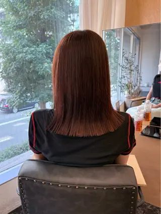 セミロング パーマ karin🌛ボブ/ ブリーチなし艶カラーのヘアスタイル