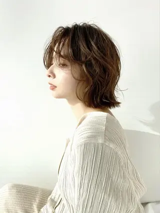 ミディアム カラー ボブ・レイヤーカット 吉敷航一のヘアスタイル