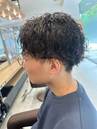 ミディアム パーマ メンズ 💈メンズ特化 美容師サキ💈のヘアスタイル