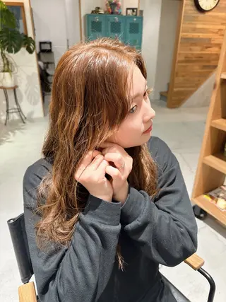 ロング カラー パーマ ヘアアレンジ Haruna ‪✂︎‬のヘアスタイル