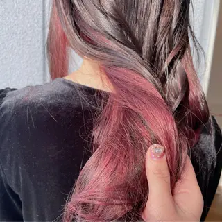 セミロング カラー ヘアアレンジ なつき/艶ピンク/ girly hairのヘアスタイル