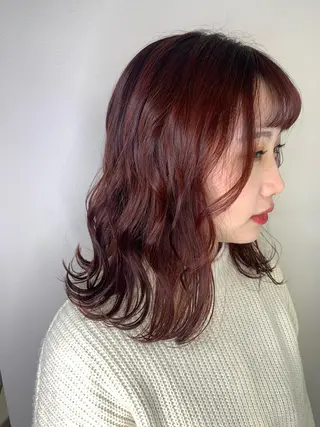 セミロング カラー ﾖｼﾅｶﾞﾏﾕ🦕 髪質改善艶カラーのヘアスタイル