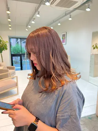 セミロング カラー ブリーチカラー🦋‪ 田中さくらのヘアスタイル