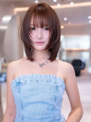 ミディアム カラー 渋谷/レイヤーボブ・ 韓国ボブ特化/楓のヘアスタイル