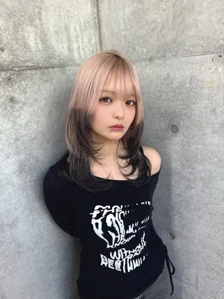 ミディアム カラー ダブルカラー 韓国ヘアKYONのヘアスタイル