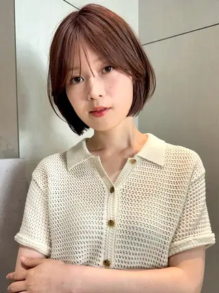 ショート カラー パーマ 🫧小顔×似合わせ× 透明感カラー🫧のヘアスタイル