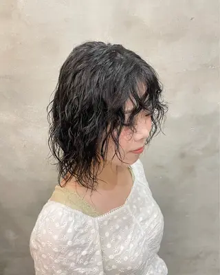 ミディアム パーマ 【ピンク/韓国ヘア/ ヘアセット】亜海のヘアスタイル