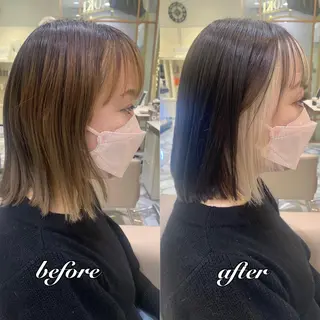 ミディアム カラー パーマ ヘアアレンジ メンズ キッズ ネイル マツエク・マツパ アイブロウ 《褒められる》 透明感カラー/小嶋のヘアスタイル