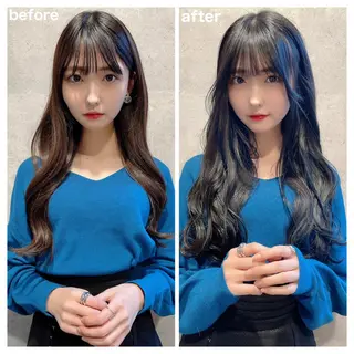 セミロング カラー ヘアアレンジ 顔周りカット/髪質改 善/新宿/畑中稔里のヘアスタイル