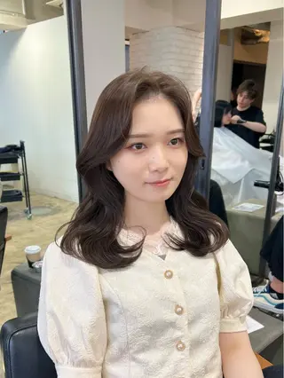 ミディアム カラー 【韓国風くびれヘア】 joule小木曽輝のヘアスタイル