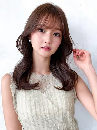 セミロング カラー 顔周り/くびれヘア 韓国ヘア💕風間るなのヘアスタイル
