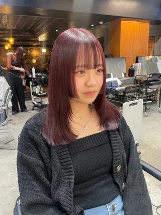 ミディアム カラー パーマ ヘアアレンジ レイヤー/似合わせ MADOKAのヘアスタイル