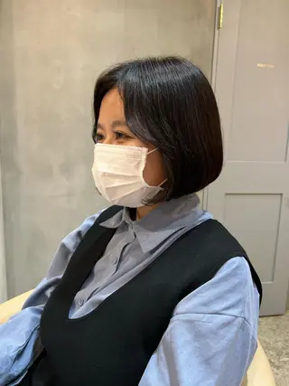 ミディアム パーマ ボブ/巻ける縮毛矯正 /韓国レイヤーはなのヘアスタイル