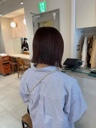 ミディアム カラー 切りっぱなしボブ ソノキユウカのヘアスタイル