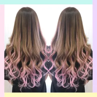 ロング カラー れん/ハイトーン /エクステ/韓国風のヘアスタイル