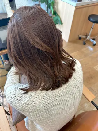 ミディアム カラー パーマ ヘアアレンジ メンズ キッズ ネイル マツエク・マツパ アイブロウ 顔周りcut/ 艶ワンカラー♥ちさきのヘアスタイル