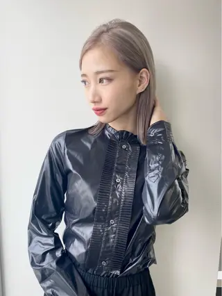 ミディアム カラー Piaコータロー ハイトーン&‪ボブのヘアスタイル