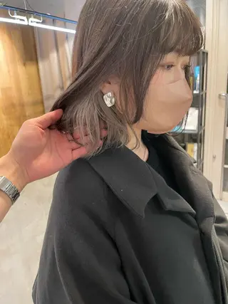 ミディアム カラー 小顔レイヤー×コンパ クトボブ/林隆平のヘアスタイル