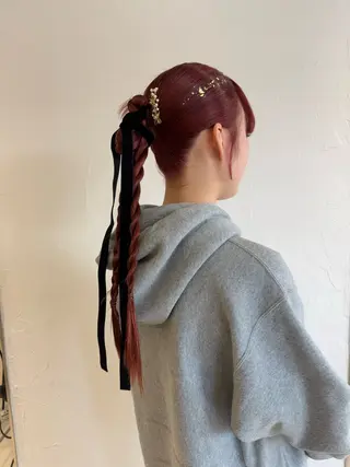 ロング ヘアアレンジ 暖色カラー /ヘアアレンジ/花鈴のヘアスタイル